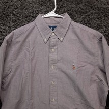 Ralph Lauren Shirt Men Large Purple Pinhead Dotted Casual Woven Button Up Top - £13.05 GBP