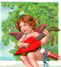 1909 Cupid Playing Guitar Embossed Valentine Postcard - $8.91