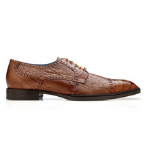 Belvedere Men's Shoes Martino Genuine Caiman Crocodile/Ostrich Walnut R104 image 3