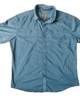 KUHL Shirt Mens XL Snap Button Short Sleeve Blue Polyester Causal Outdoors Shirt - £15.70 GBP