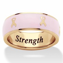 PalmBeach Jewelry Enamel Breast Cancer Awareness Inscribed Ribbon Eternity Band - £28.80 GBP