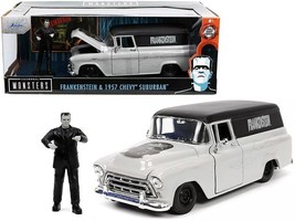 1957 Chevrolet Suburban Gray and Black with Graphics and Frankenstein Diecast F - $54.21