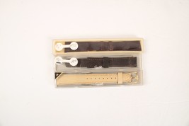 3 Vintage Watch Bands Unisex Leather NOS Tan Brown and Black - $28.04