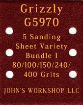 Grizzly G5970 - 80/100/150/240/400 Grits - 5 Sandpaper Variety Bundle I - £3.98 GBP