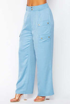 Satin Cargo Pocket Wide Leg Pants - $33.00