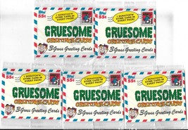 Gruesome Greetings Cards Trading Cards 5 FACTORY SEALED 3 Card Packs 1992 Topps - £1.96 GBP