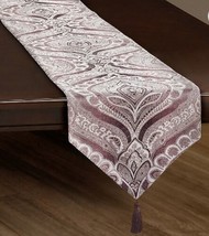 J. Queen New York Gianna Table Runner in Quartz 13&quot;x90&quot; Tassels Paisley Pointed - £37.27 GBP