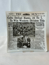 Vtg Baltimore Colts The Sun Paper Trinket Tray Dish Colts Defeat Rams 11... - $39.55