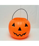 Vintage 1980s Halloween candy pail bucket General Foam Plastics orange b... - $12.00