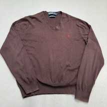 Polo Ralph Lauren Sweater Adult Large Brown V-Neck Pima Cotton Long Slee... - $23.75