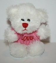 Animal Adventure Mini 5&quot; Teddy Bear White Plush Pink Valentines Love Sweater Toy - £15.92 GBP