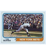 Tom Seaver Signed 1974 Topps Baseball Trading Card #80 New York Mets HOF... - $158.39