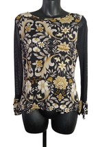 International Concepts Women&#39;s Top Blouse Flared Sleeve Black Floral Pri... - £15.67 GBP