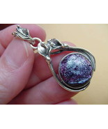 (#D-99-FF) DICHROIC Fused GLASS Pendant SILVER PURPLE BLUE SHIMMER - $92.56 CAD