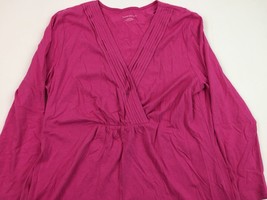 Charter Club Women&#39;s Blouse Long Sleeve Shirt Size L Pink Decorative Collar - £23.83 GBP