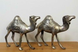 Silvery Metal Set of 2 Camels India ? 4 x 5 Inches - £34.44 GBP