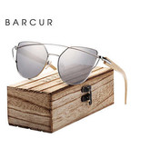 BARCUR UV400 Luxury Cat Eye Bamboo Sunglasses for Women - $34.78+