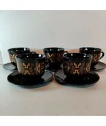 Set Of 5 Folkloric Tribal Native Design Tea Cups Mugs &amp; 5 Tapas Small Pl... - €10,78 EUR