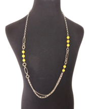 &quot;Cache Me Out&quot; New with Tags Paparazzi Women&#39;s Necklace Yellow Beads Silver Tone - £5.93 GBP