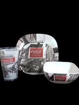 Coca-Cola Melamine 4 Place Settings 16 Pieces Coke Noir Dish Bowl Plate Retro - £27.69 GBP