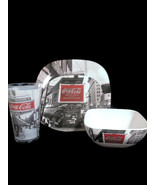 Coca-Cola Melamine 4 Place Settings 16 Pieces Coke Noir Dish Bowl Plate ... - £27.66 GBP