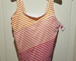 Lands&#39; End Women&#39;s Size 16 Tankini Top Orange Coral Red White Stripes Un... - $31.68