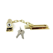 Grip Tight Tools CH2 Keyed Chain Door Guard Latch Steel Bright Brass Finish - £10.18 GBP