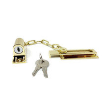 Grip Tight Tools CH2 Keyed Chain Door Guard Latch Steel Bright Brass Finish - £9.68 GBP