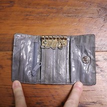 Vintage 80s Genuine Gray Eel Skin Leather Slim Key Wallet w/ Zip Pouch - £19.65 GBP
