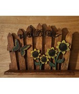 Fence Picket Welcome Sign Sunflowers Butterflies 11&quot; x 8&quot; x 2&quot; - $14.80