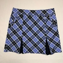 Izod Plaid Golf Tennis Skirt Skort Women 8 Black Blue  Pleat Activewear Athletic - £34.88 GBP