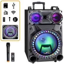 beFree 12” Portable Bluetooth PA DJ Party Speaker w Warranty Lights MIC USB TF - £89.53 GBP