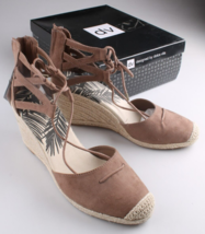 Dolce Vita DV Taupe Suede Manica Lace Up Zip Back Espadrille Wedge 11 M ... - $24.96