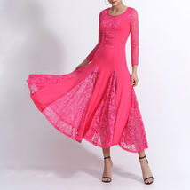 Womens Patchwork Wide Hemline Dress Elegant Hot Pink - £12.50 GBP