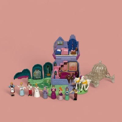 1995 Bluebird Polly Pocket Cinderella Stepmother's House, Carriage & 9 Figures Item image 7