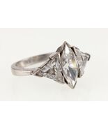Sterling Silver Marquise &amp; Trillion Cut Cubic Zirconia Three-Stone Ring ... - €180,77 EUR