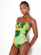 KATE SPADE TIE BANDEAU ONE PIECE SWIMSUIT CUCUMBER FLORAL GREEN SZ S,М,LNWT - £73.97 GBP+