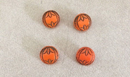 Lot of 4 Tiny Mini Asian Style Vintage Ceramic Round Orange Shank Button... - $14.99