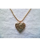 NWT 22&quot; Heart Locket Necklace Embossed Leaves Pictures Forever 21 - £8.71 GBP