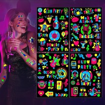 Glow In The Dark Neon Music Party Temporary Tattoos 70 Styles Rock Roll ... - £16.69 GBP