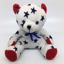 11" Sugar Loaf Teddy Bear Plush Red White Blue Stars Patriotic 4th of July Theme - $16.53