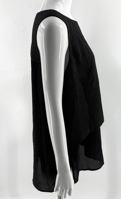Alfani Womens Tunic Top Size 16 Layered Black Textured Back Zip Sleeveless Item image 3