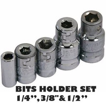 5 PIECE BITS HOLDER SET 1/4&quot;,3/8&quot;&amp;1/2&quot;  HAND TOOL SCREWDRIVER CR-V CA32 - $10.16