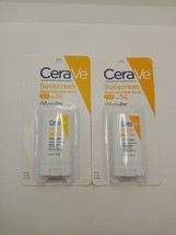 2X CeraVe SPF 50 Sunscreen Stick InvisibleZinc w/Hyaluronic Acid 0.47oz Exp10/25 - £16.40 GBP