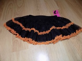 Size 12 Months Evy Twirl Black Orange Sparkle Tutu Skirt Halloween Costu... - $14.00