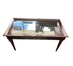 Vintage Solid Lacquered Wood and Glass Rectangular Coffee Table - $200.00