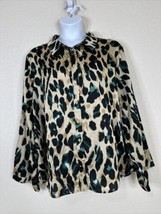 NWT BooHoo Womens Plus Size 22 (2X) Satin Animal Print Oversized Button Up Shirt - £14.97 GBP