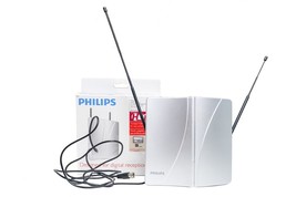 Phillips Indoor Antenna for TV for HDTV UHF VHF FM Silver Color Folding Design - £15.28 GBP