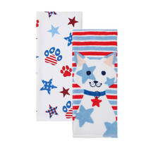 NEW Patriotic Americana Cat Paw Print Kitchen Towels Set of Two 15 x 26 inches - £8.72 GBP