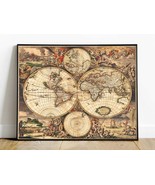 Antique World Map ca 1668, Vintage Map Print, Antique Cartography, Old W... - $21.99